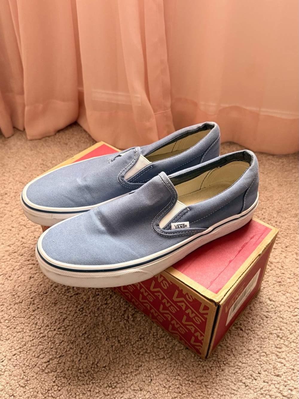 Vans Slip-On Canvas Loafers in Light Blue